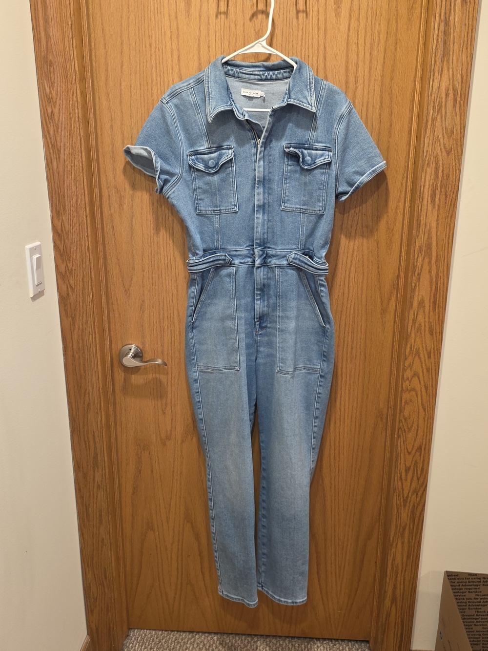 Good American Light Blue Denim Utility Jumpsuit